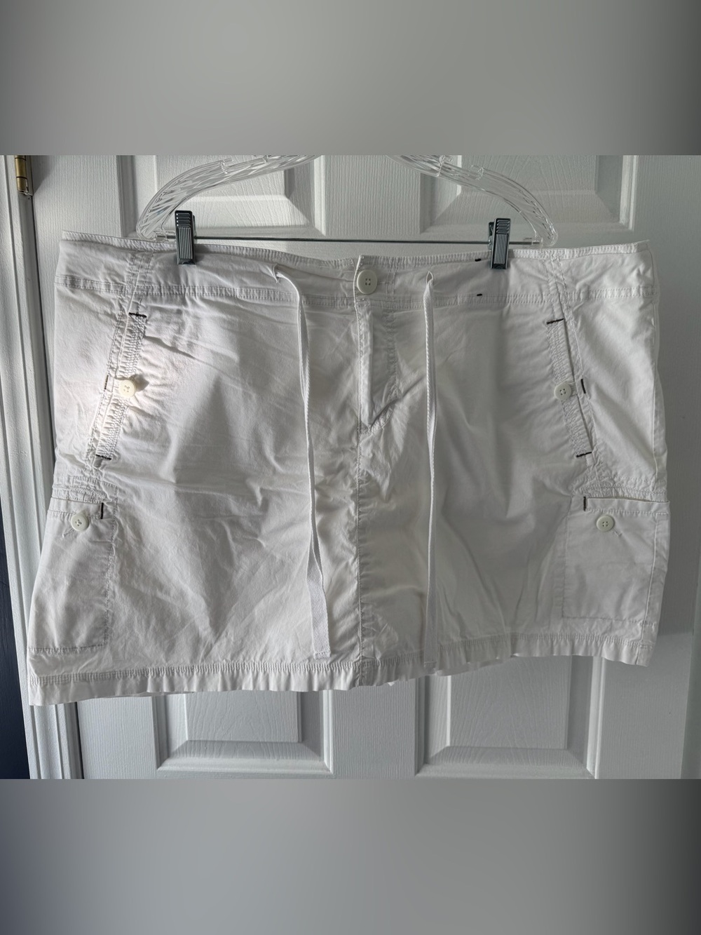Lane Bryant White Cargo Skort with Buttoned Pockets